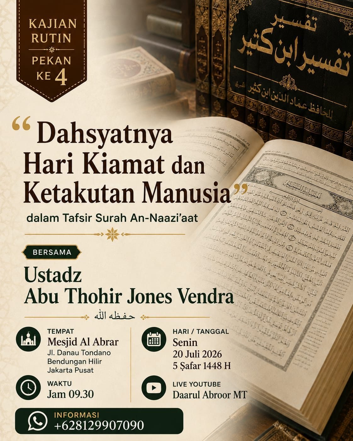 Poster "Dahsyatnya Hari Kiamat dan Ketakutan Manusia" dalam Tafsir Surah An-Naazi'at